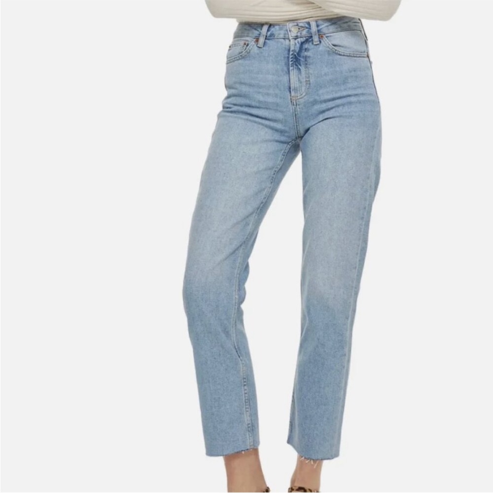 Topshop Straight Leg Raw Hem Jeans - 27